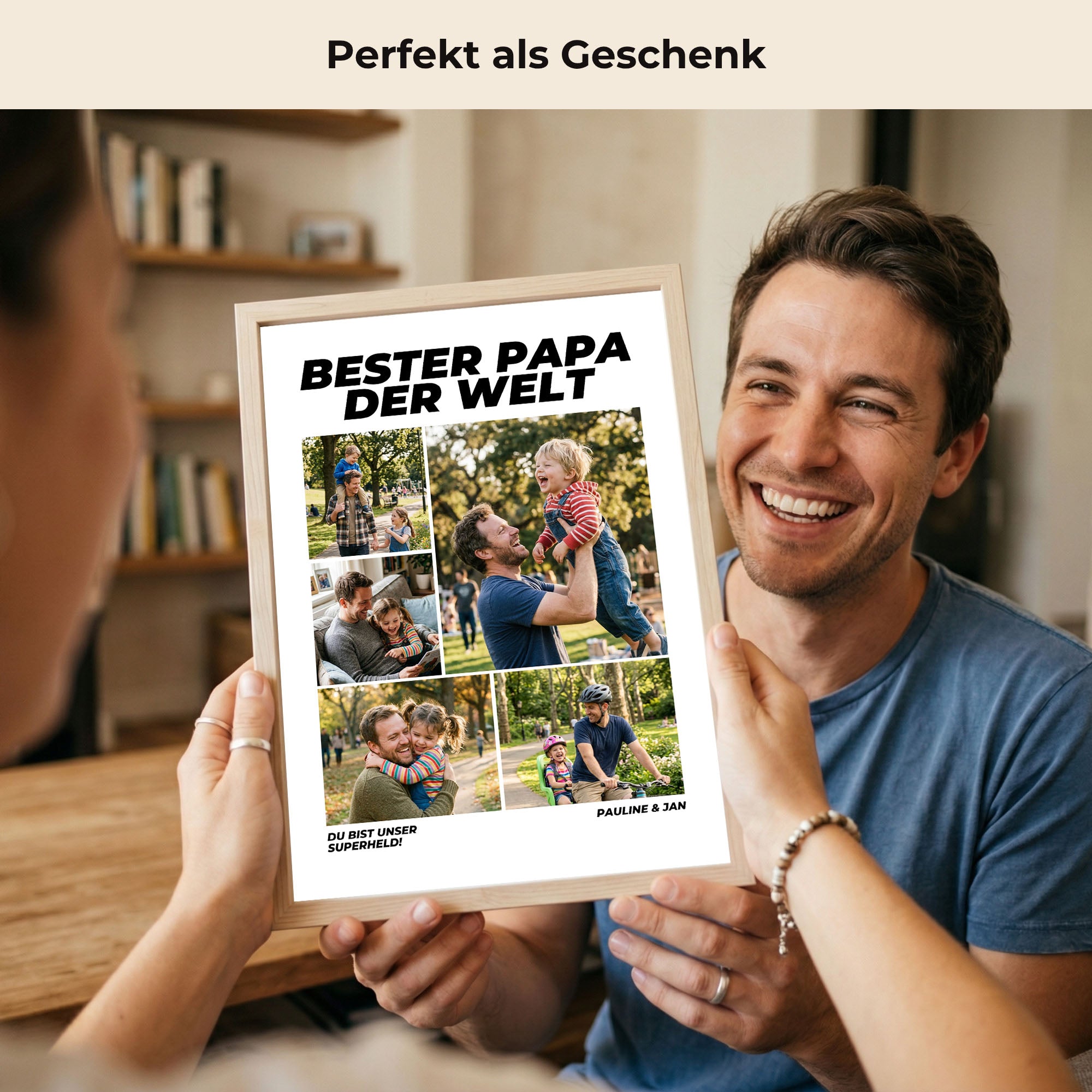 Poster "Bester Papa" mit Rahmen und gratis Schlüsselanhänger