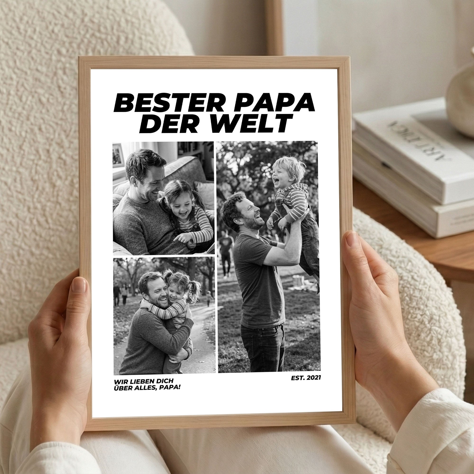 Poster "Bester Papa" mit Rahmen und gratis Schlüsselanhänger