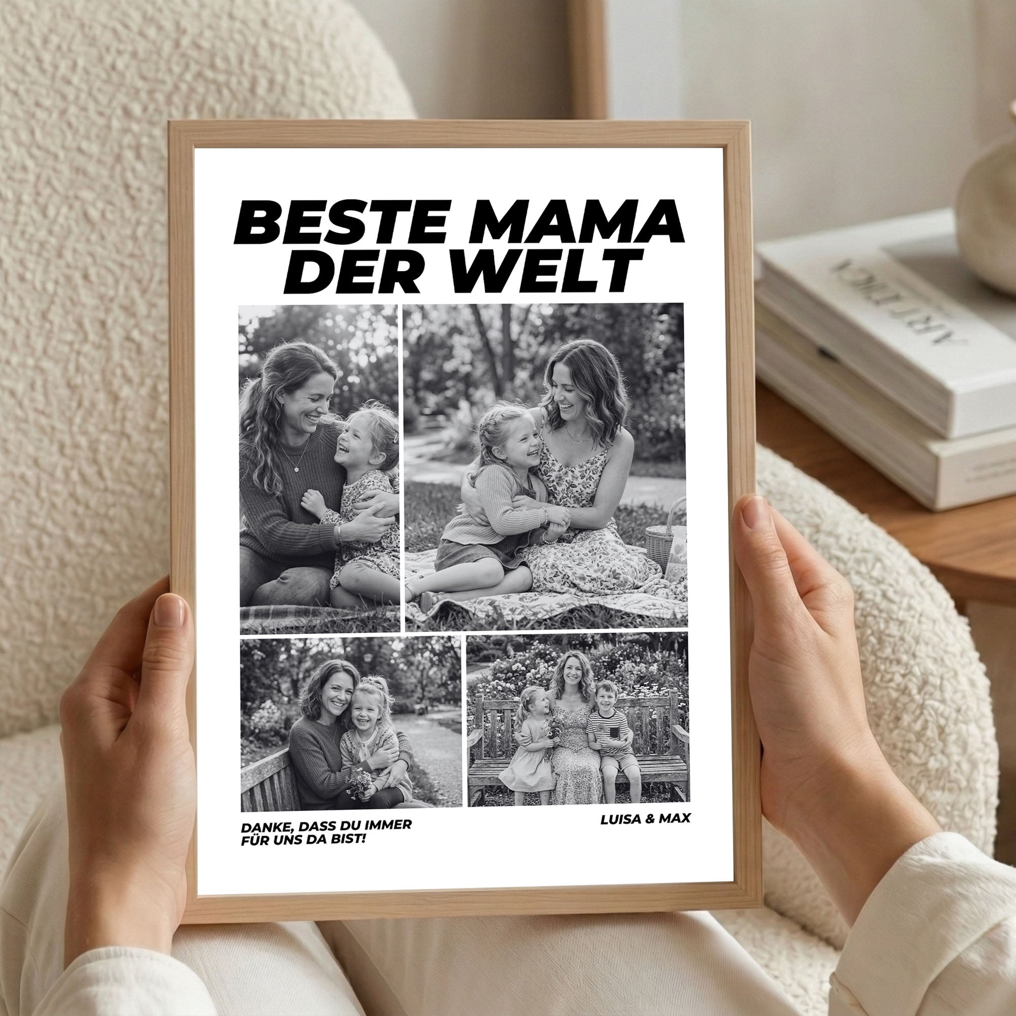 Poster "Beste Mama" mit Rahmen und gratis Schlüsselanhänger