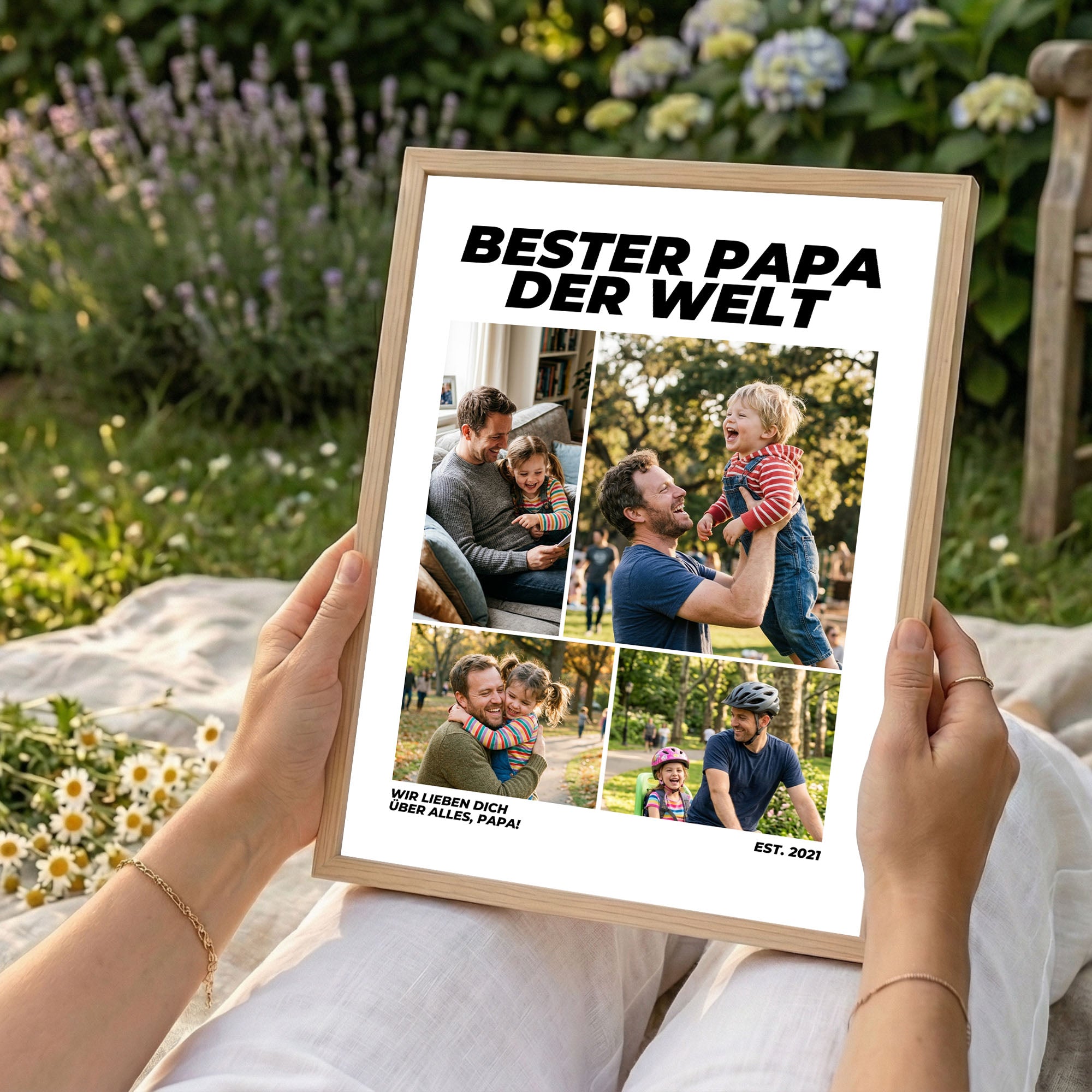 Poster "Bester Papa" mit Rahmen und gratis Schlüsselanhänger