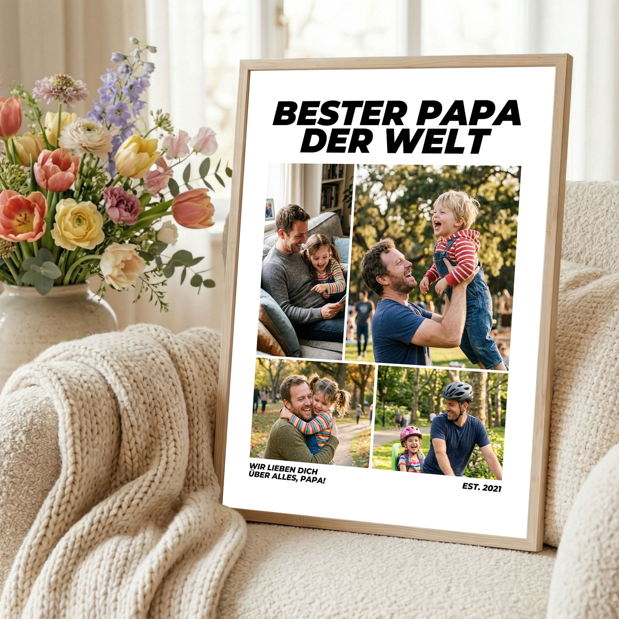 Poster "Bester Papa" mit Rahmen und gratis Schlüsselanhänger
