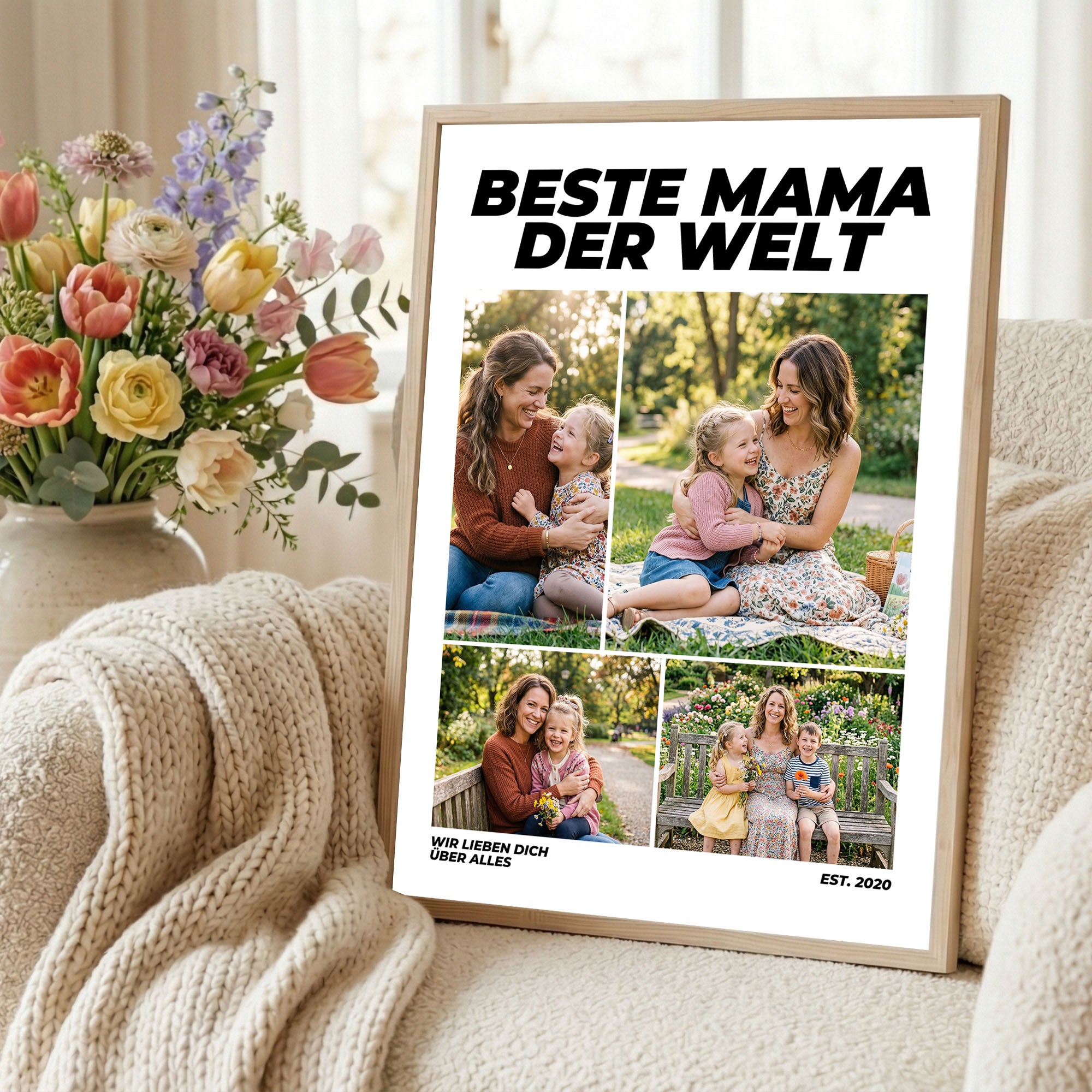 Poster "Beste Mama" mit Rahmen und gratis Schlüsselanhänger