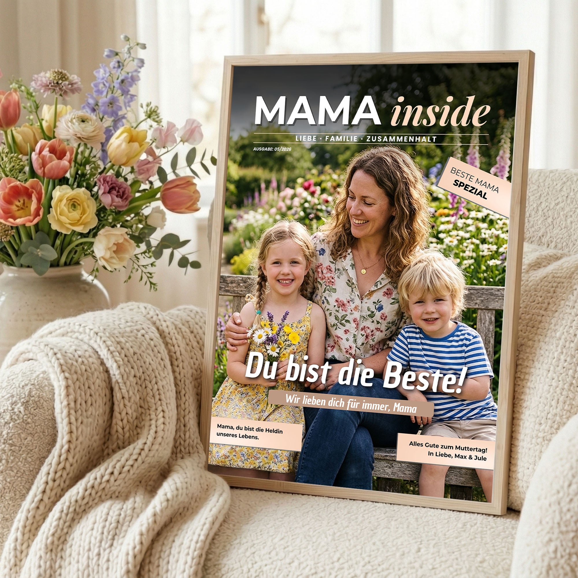 Poster "Mama Magazin" mit Rahmen und gratis Schlüsselanhänger