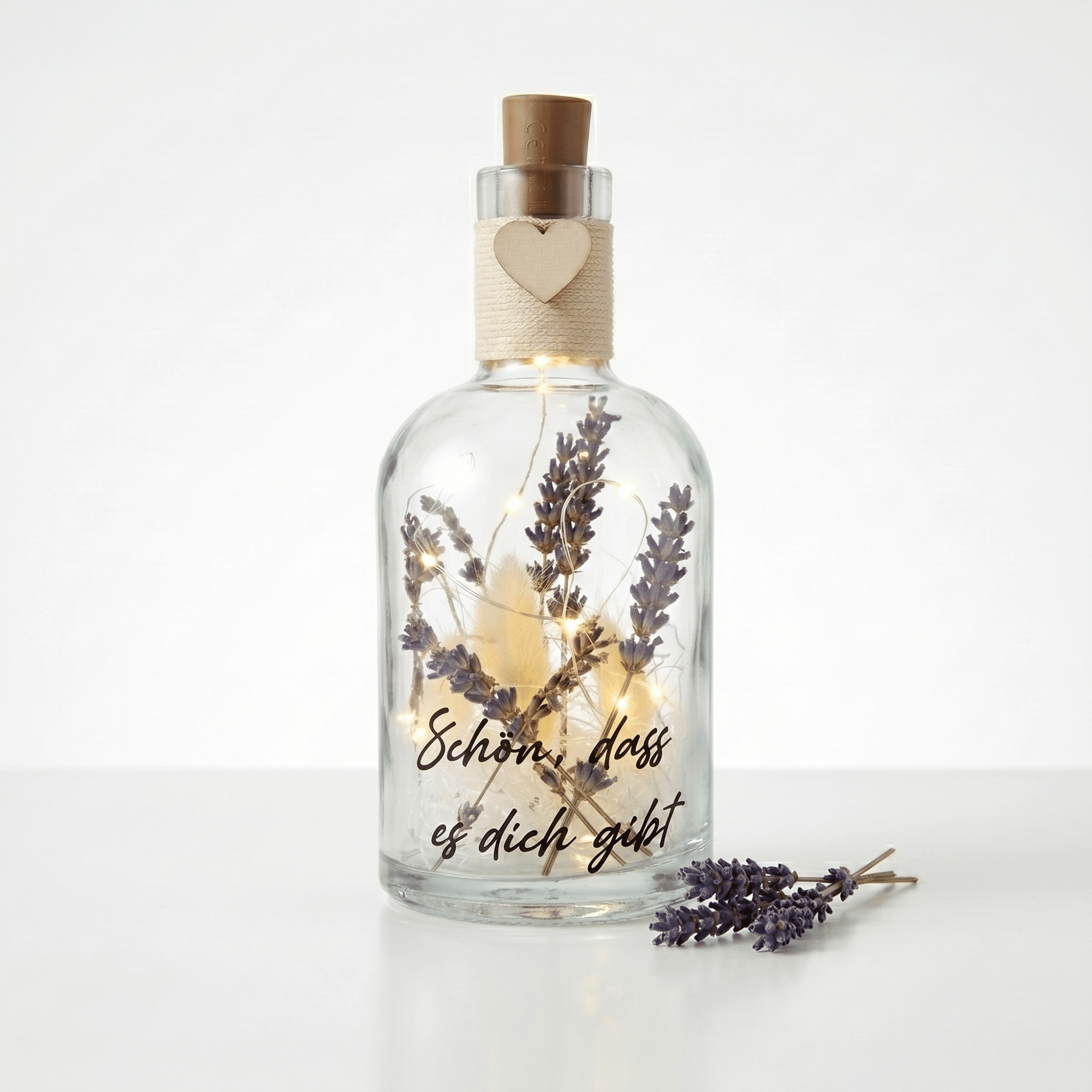 Personalisierte Flower Bottle als Geldgeschenk mit LED-Licht und Wunschtext