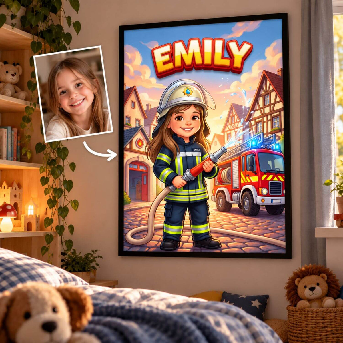 Dein Kind als Feuerwehrheld – Personalisiertes Poster