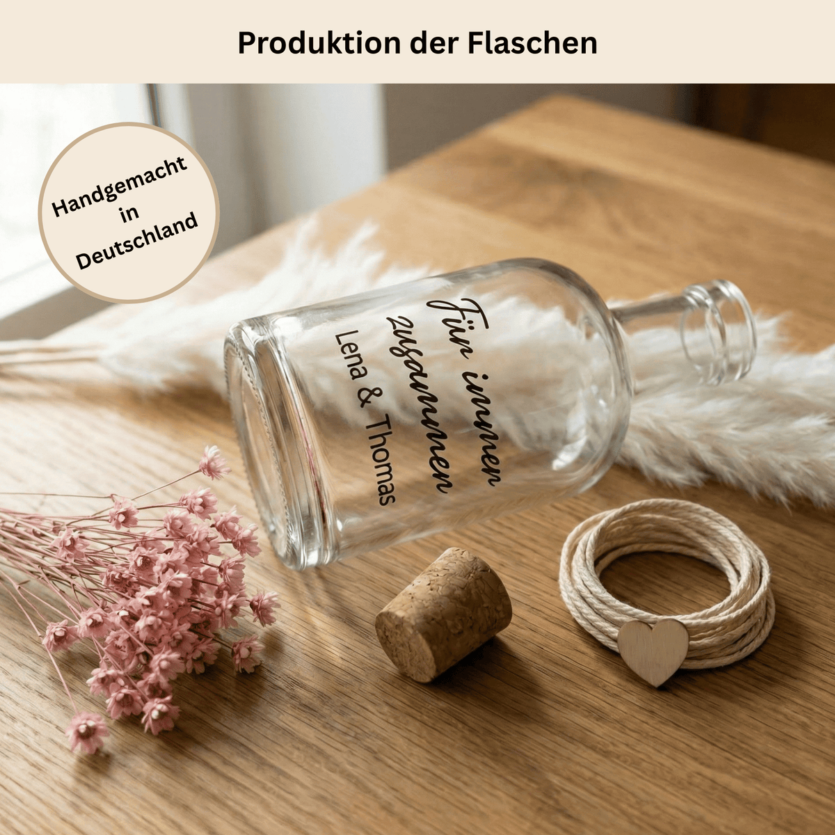 Personalisierte Flower Bottle als Geldgeschenk mit LED-Licht und Wunschtext