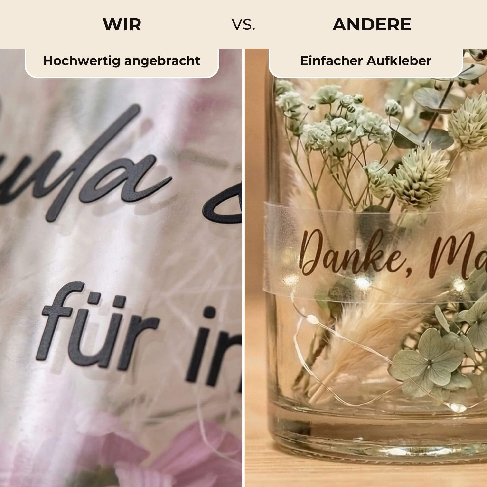 Personalisierte Flower Bottle mit LED-Licht und Wunschtext