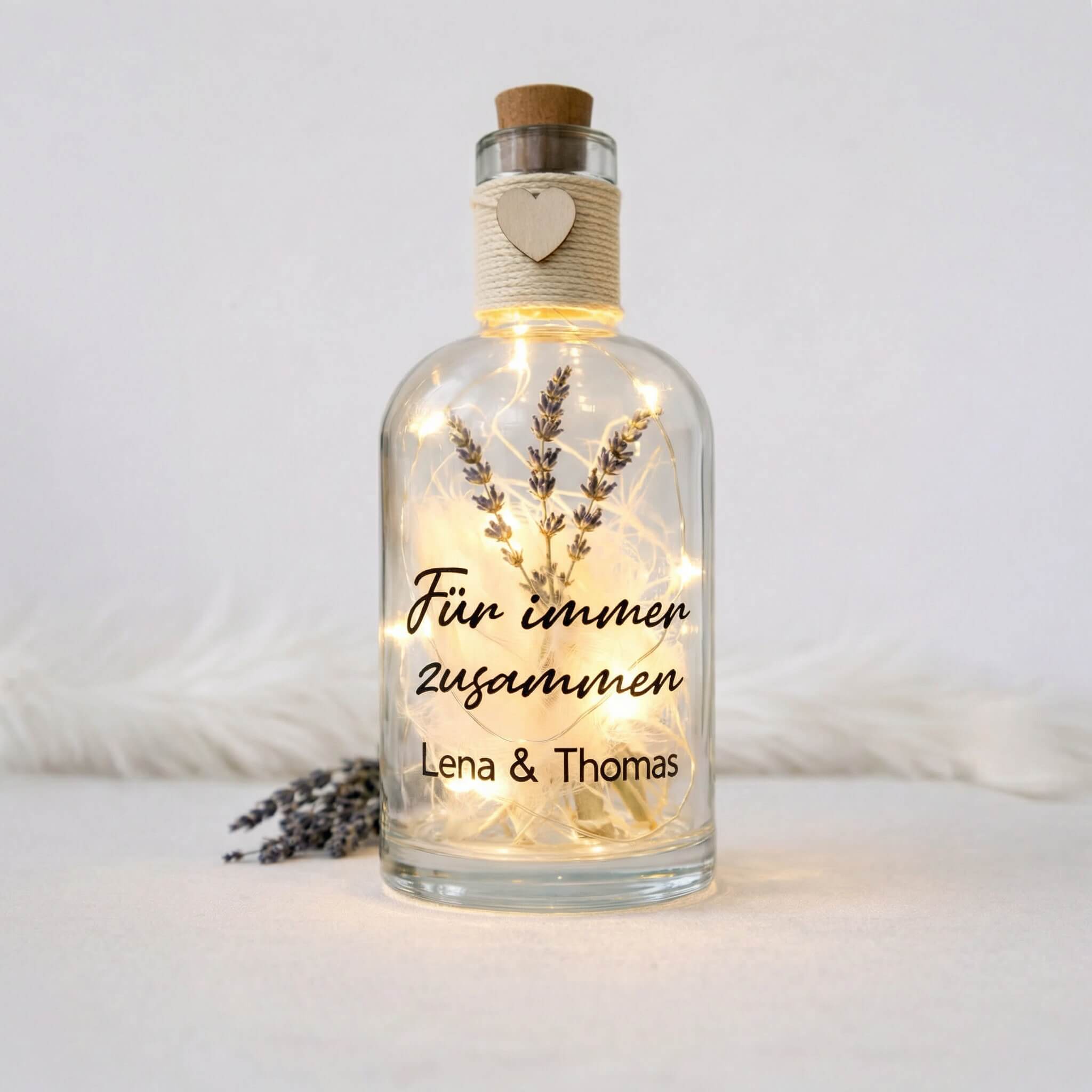 Personalisierte Flower Bottle mit LED-Licht und Wunschtext