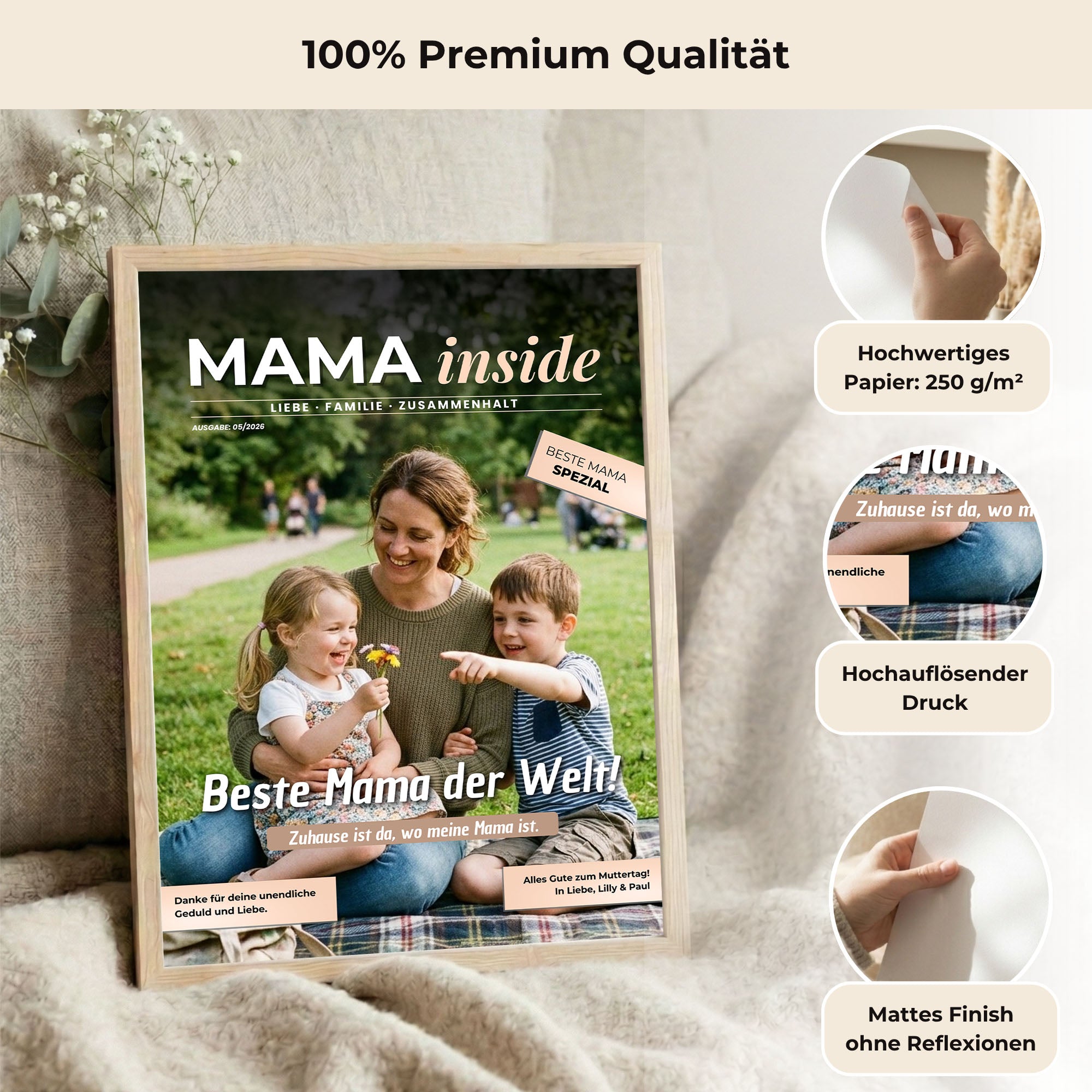 Poster "Mama Magazin" mit Rahmen und gratis Schlüsselanhänger