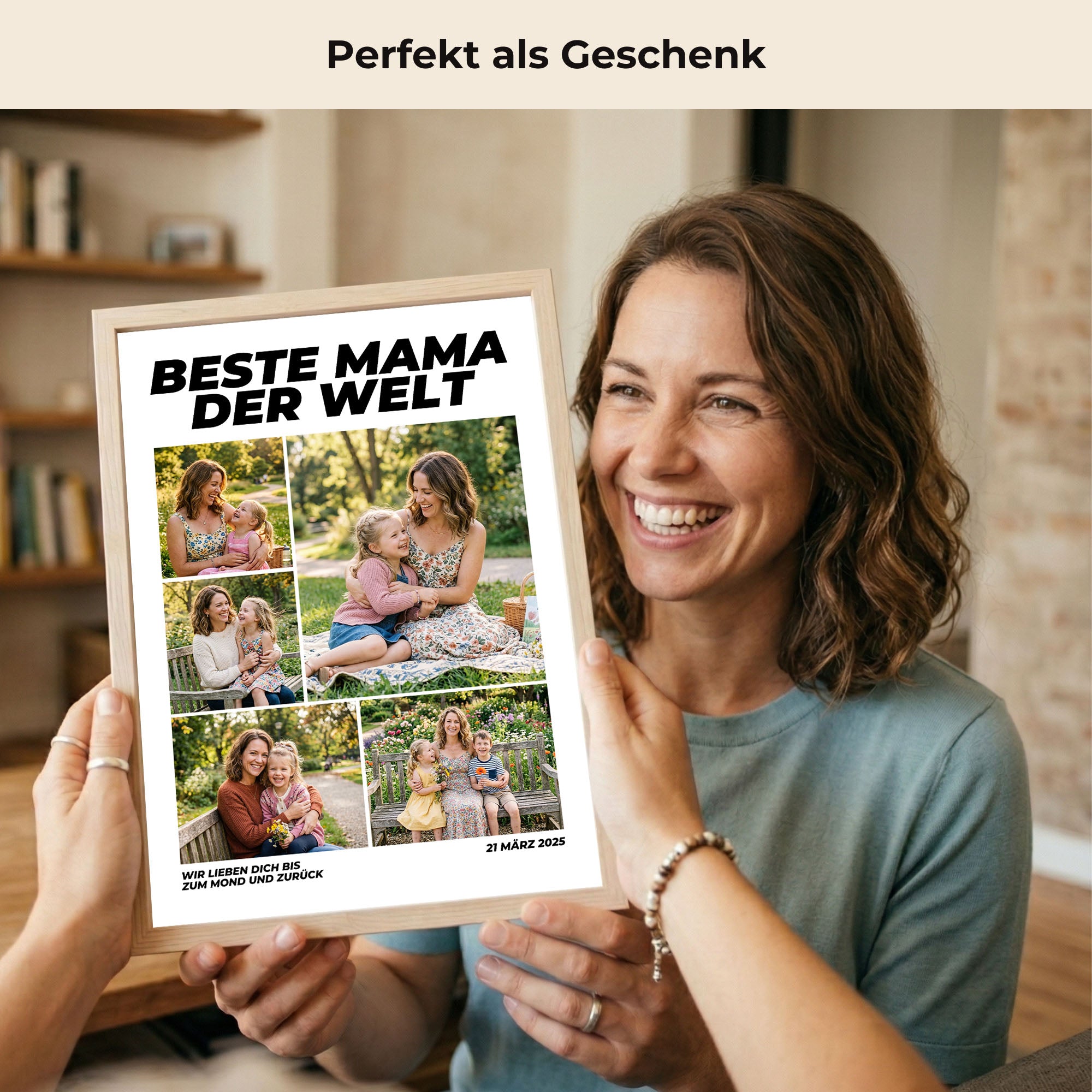 Poster "Beste Mama" mit Rahmen und gratis Schlüsselanhänger