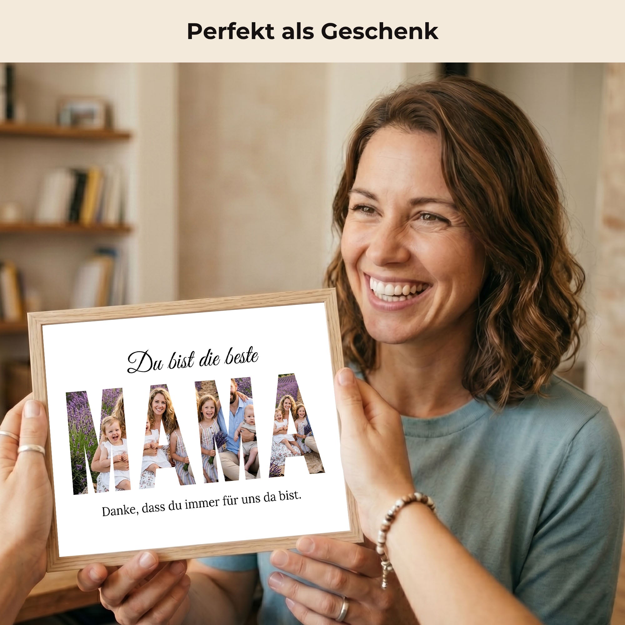 Poster "Mama Buchstaben Collage" mit Rahmen und gratis Schlüsselanhänger