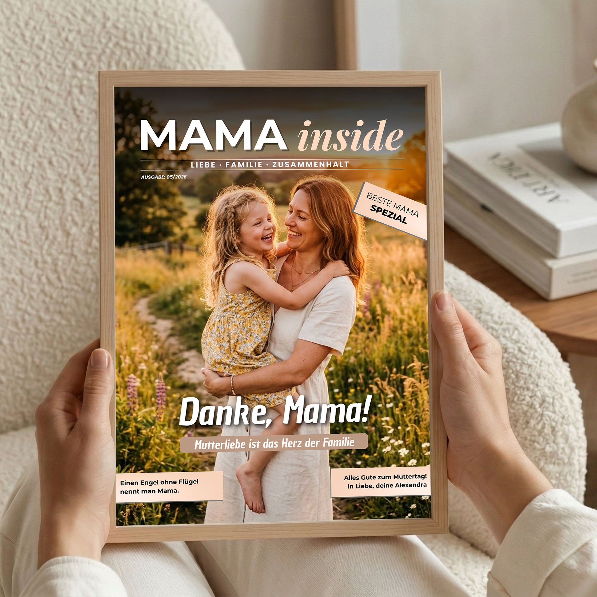 Poster "Mama Magazin" mit Rahmen und gratis Schlüsselanhänger