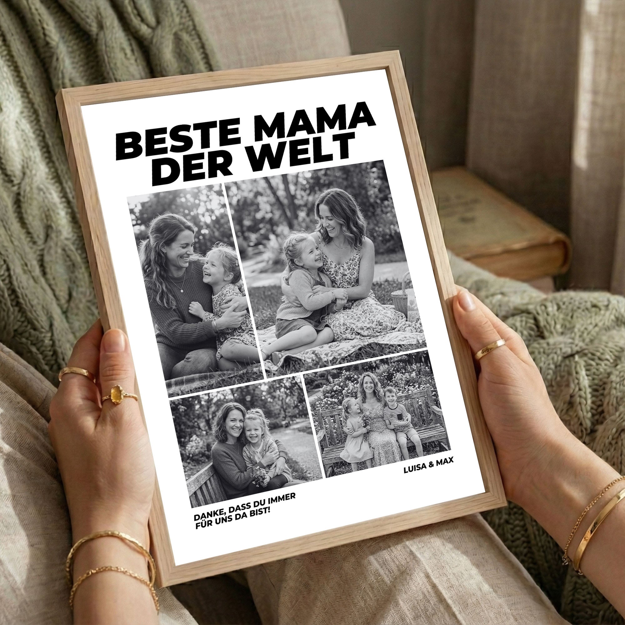 Poster "Beste Mama" mit Rahmen und gratis Schlüsselanhänger