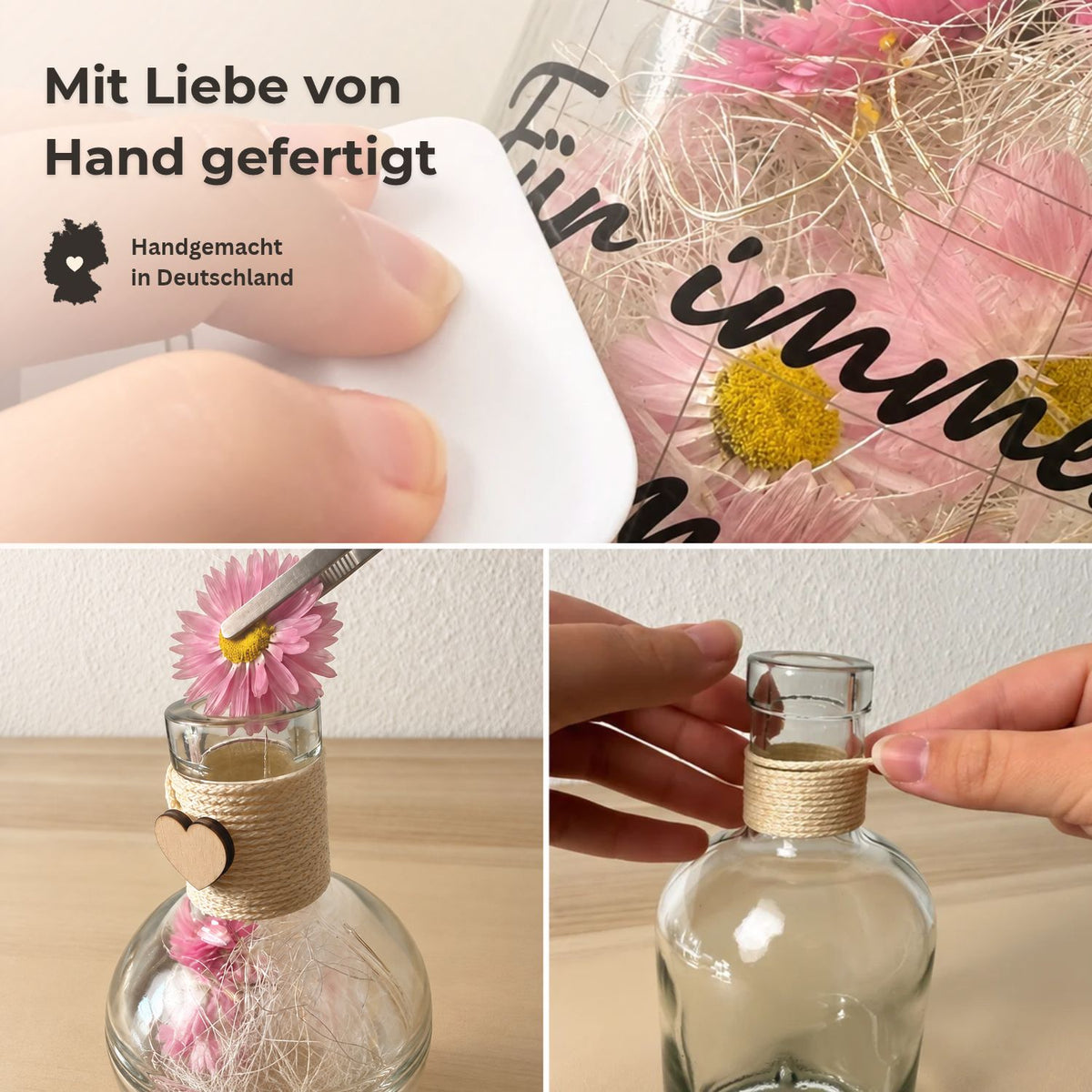 Personalisierte Flower Bottle mit LED-Licht und Wunschtext