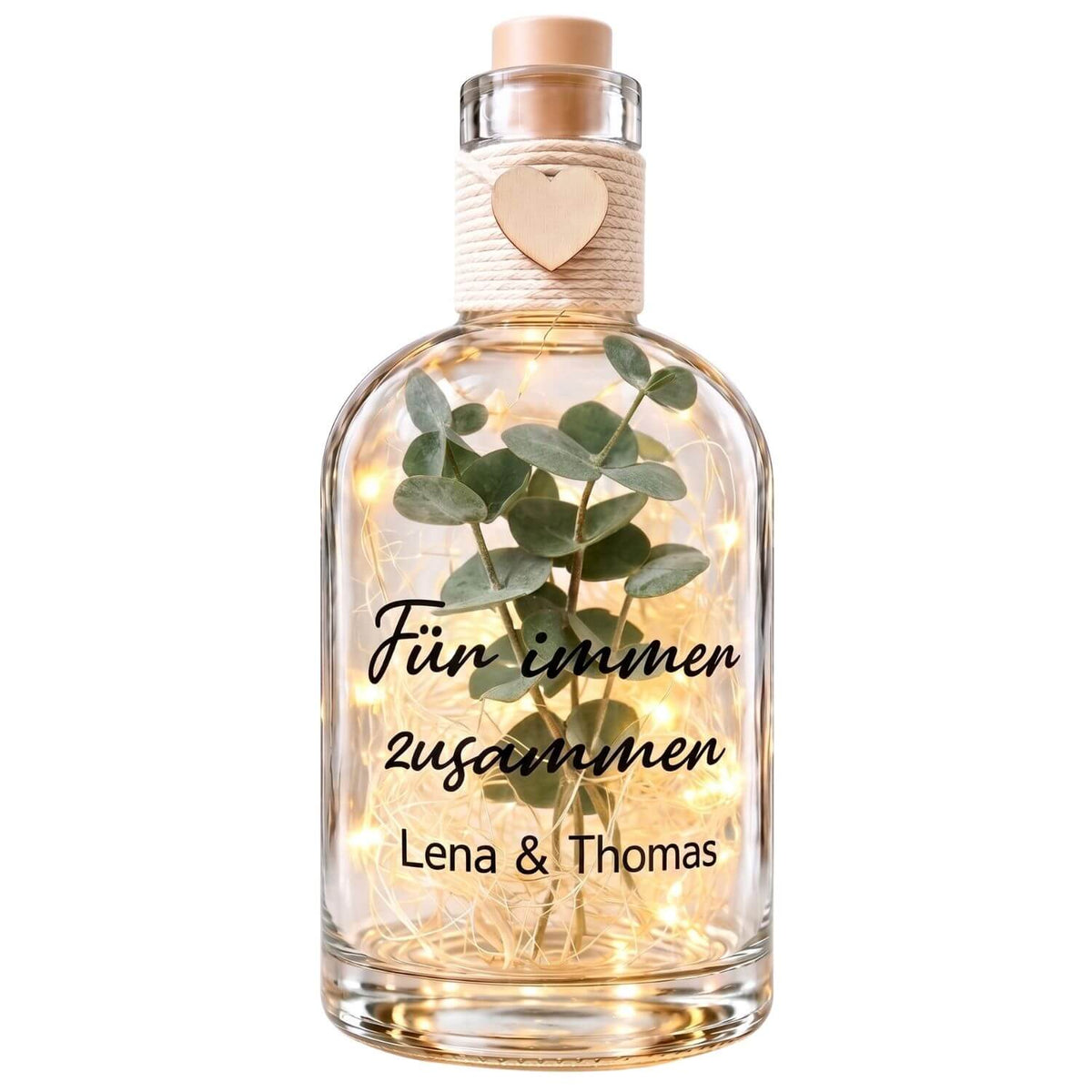 Personalisierte Flower Bottle mit LED-Licht und Wunschtext
