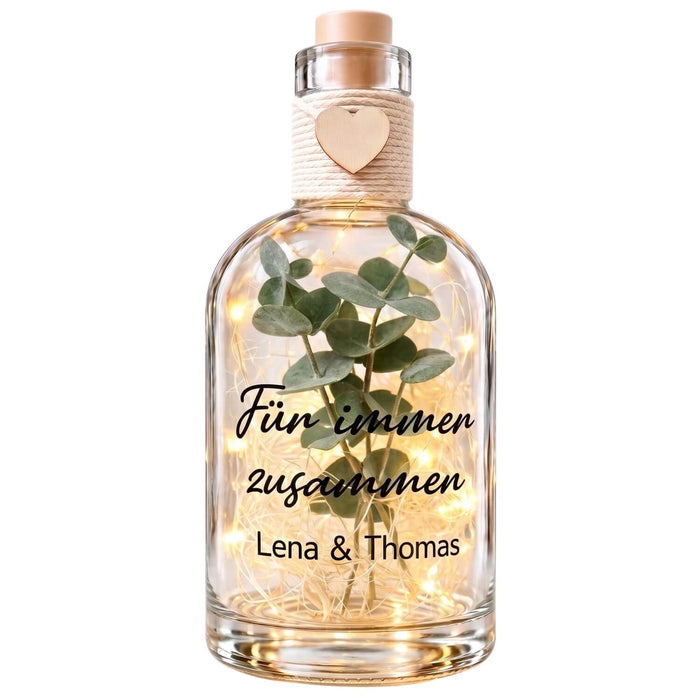 Personalisierte Flower Bottle mit LED-Licht und Wunschtext