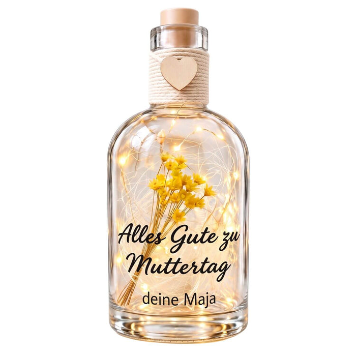 Personalisierte Flower Bottle mit LED-Licht und Wunschtext
