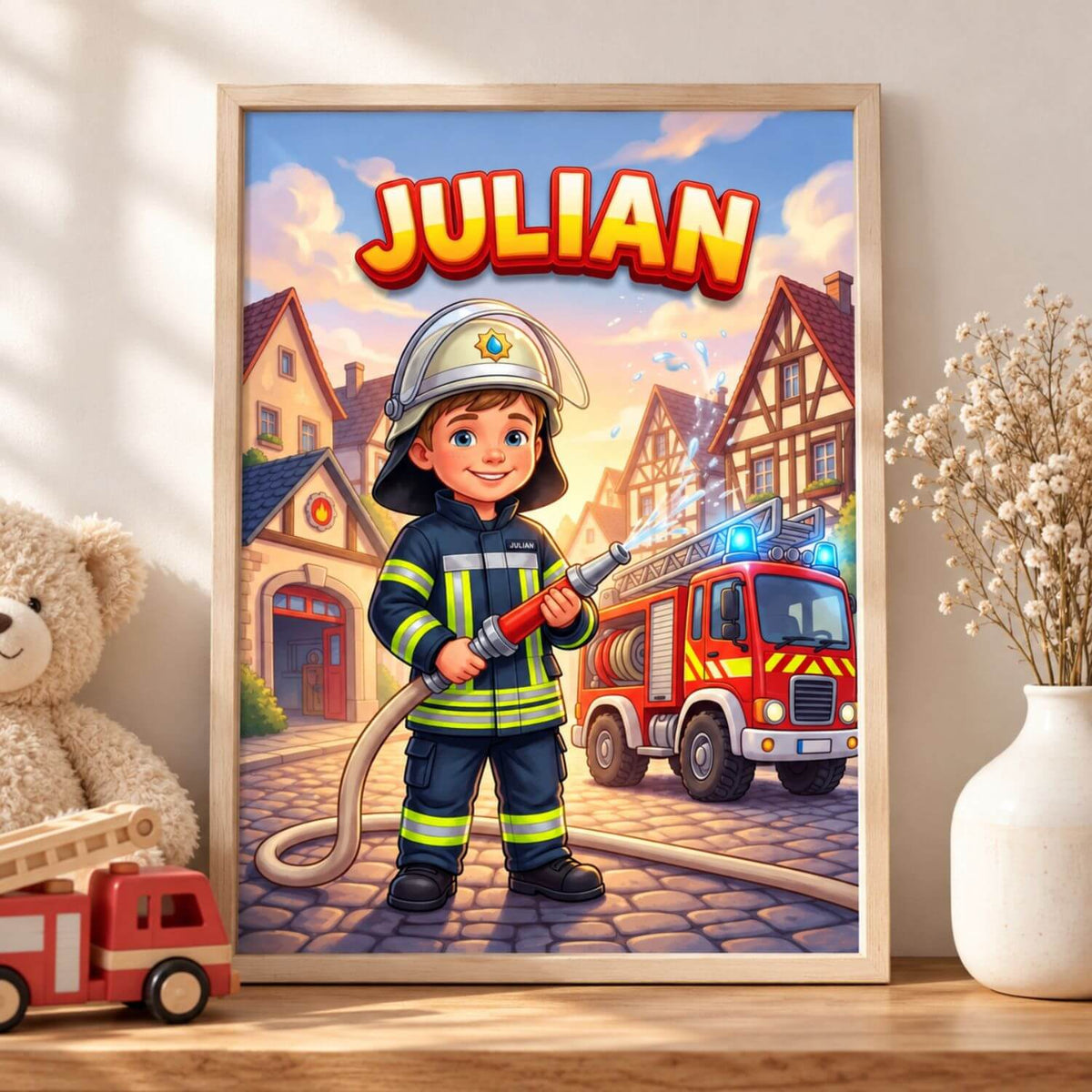 Dein Kind als Feuerwehrheld – Personalisiertes Poster
