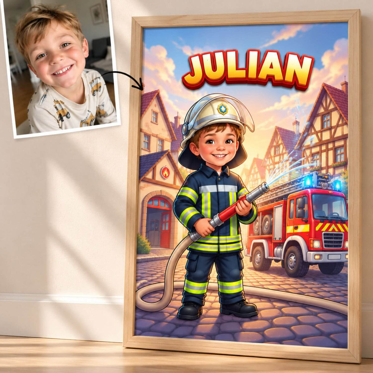 Dein Kind als Feuerwehrheld – Personalisiertes Poster
