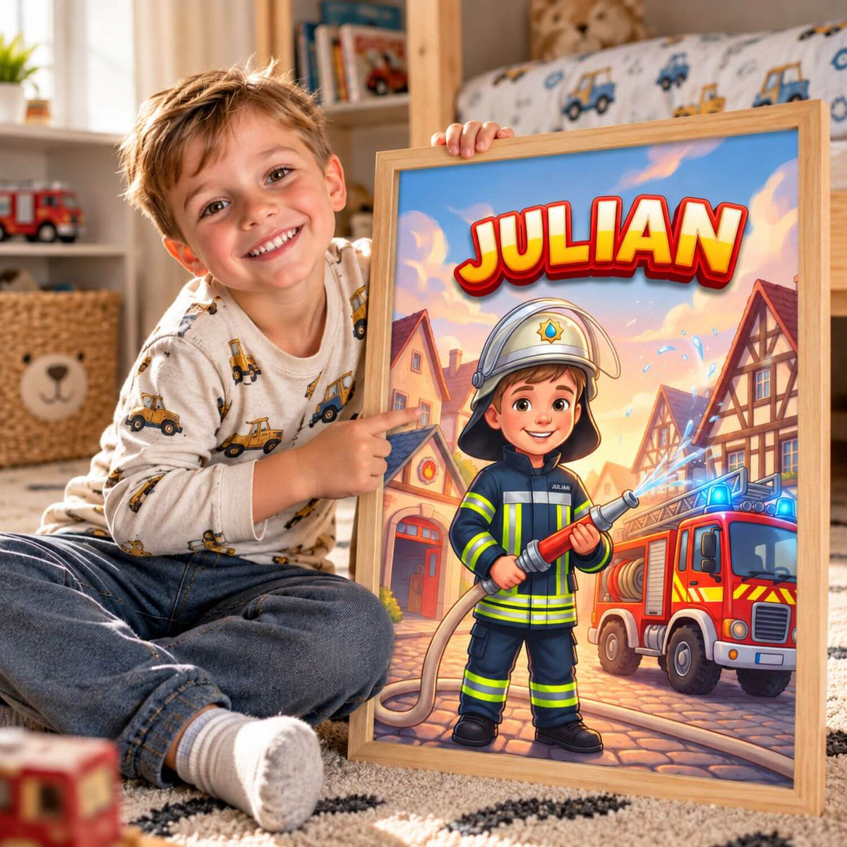 Dein Kind als Feuerwehrheld – Personalisiertes Poster