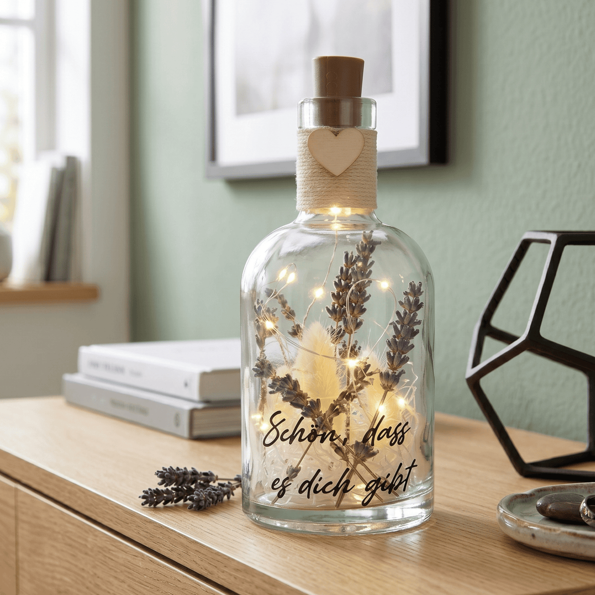 Personalisierte Flower Bottle als Geldgeschenk mit LED-Licht und Wunschtext